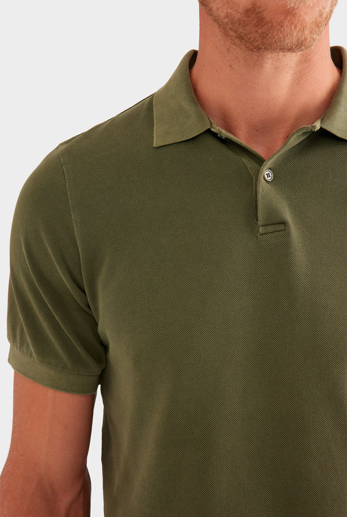 Cotton Pique Polo - Pigment Dyed Olive