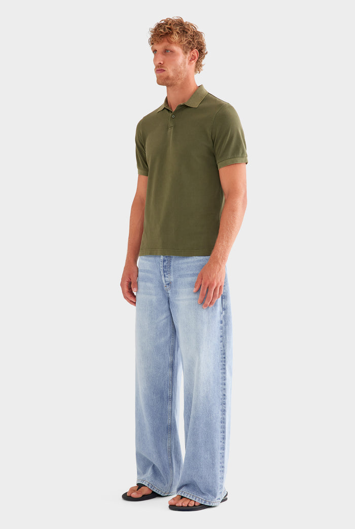Cotton Pique Polo - Pigment Dyed Olive