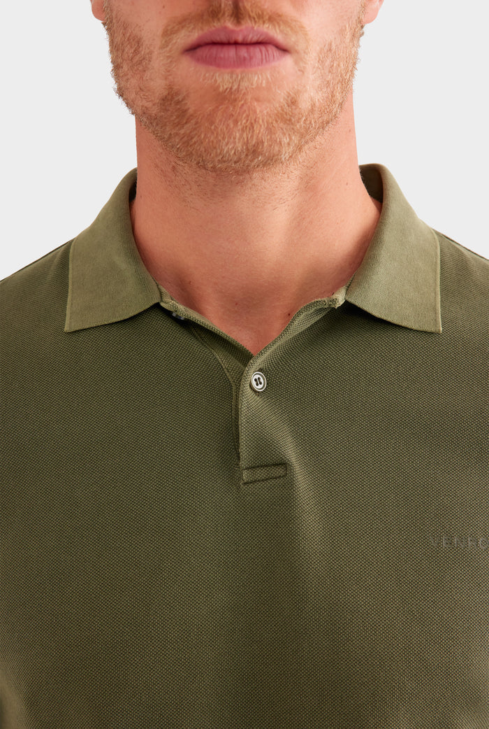 Cotton Pique Polo - Pigment Dyed Olive