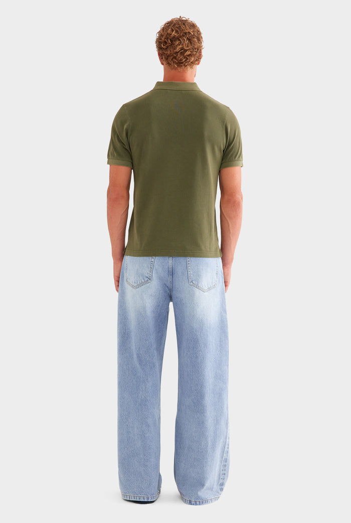 Cotton Pique Polo - Pigment Dyed Olive