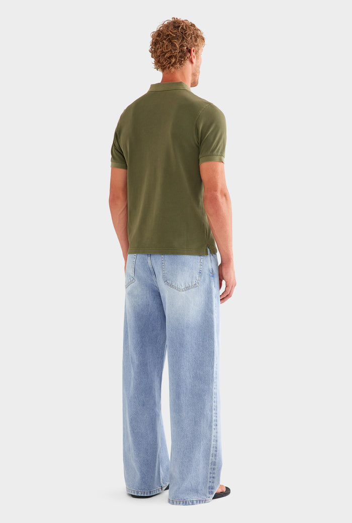 Cotton Pique Polo - Pigment Dyed Olive