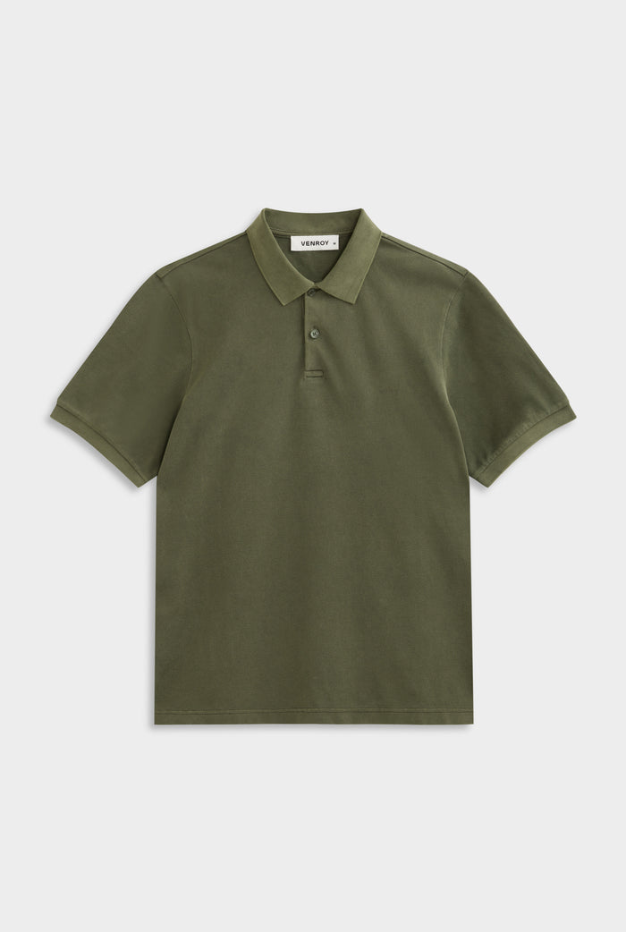 Cotton Pique Polo - Pigment Dyed Olive