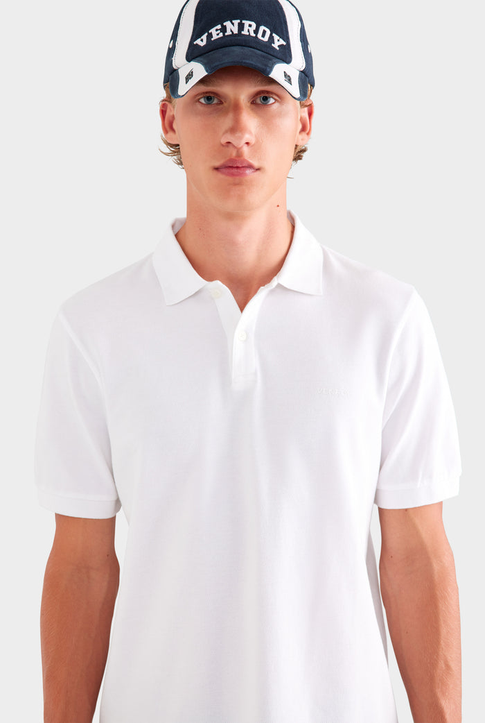 Cotton Pique Polo - White
