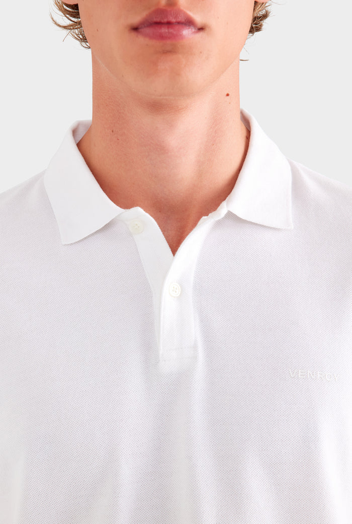 Cotton Pique Polo - White