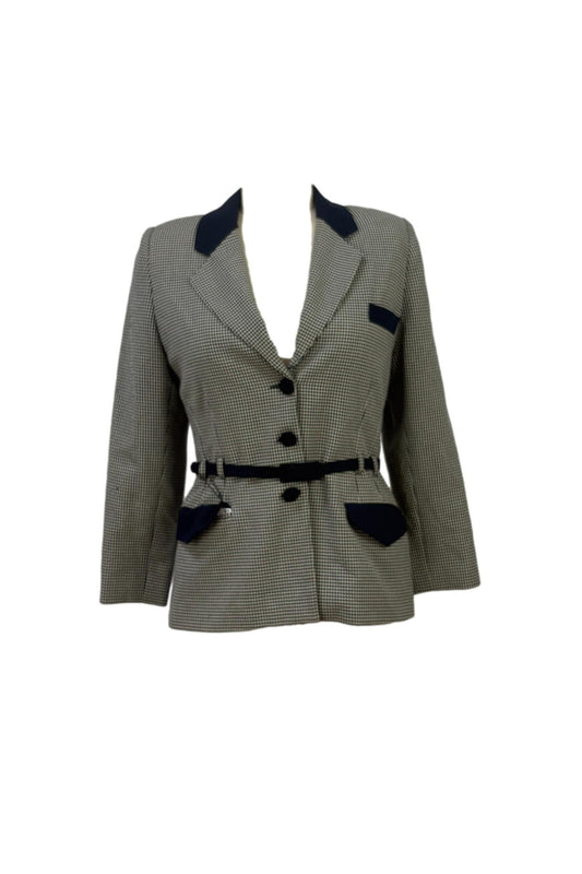Creation Motys Paris Navy Check New Look Jacket with belt