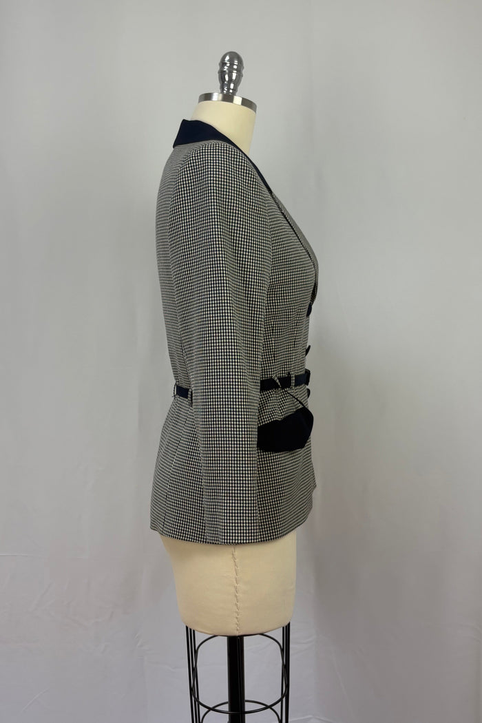 Creation Motys Paris Navy Check New Look Jacket with belt