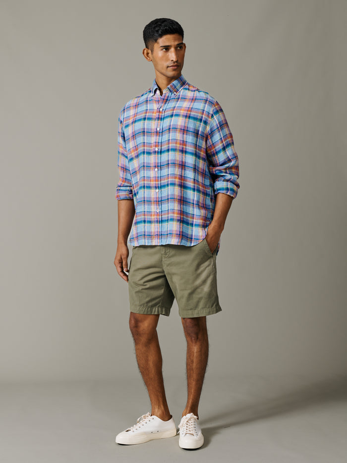 Aubin Bright Blue Check Croyland Madras Checked Shirt | Checked Shirt