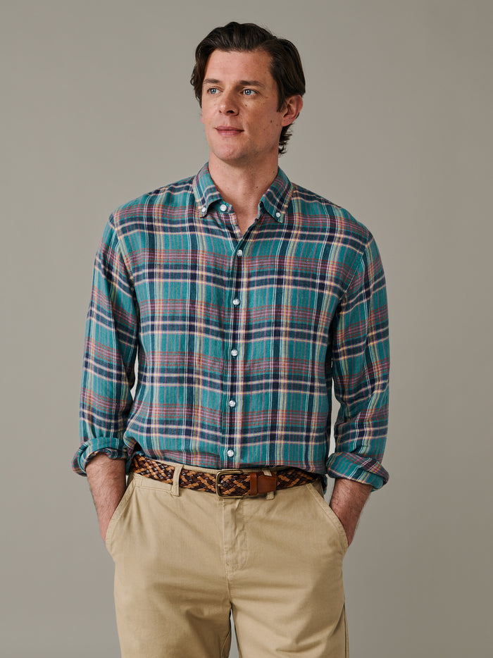Aubin Green Check Croyland Madras Checked Shirt | Checked Shirt