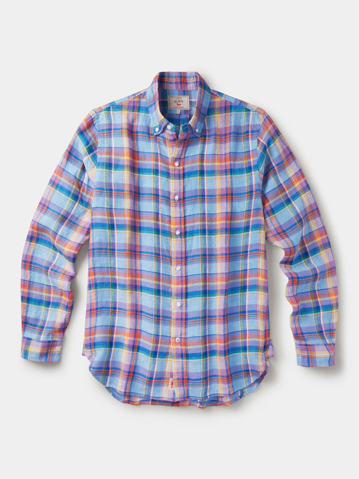 Aubin Bright Blue Check Croyland Madras Checked Shirt | Checked Shirt