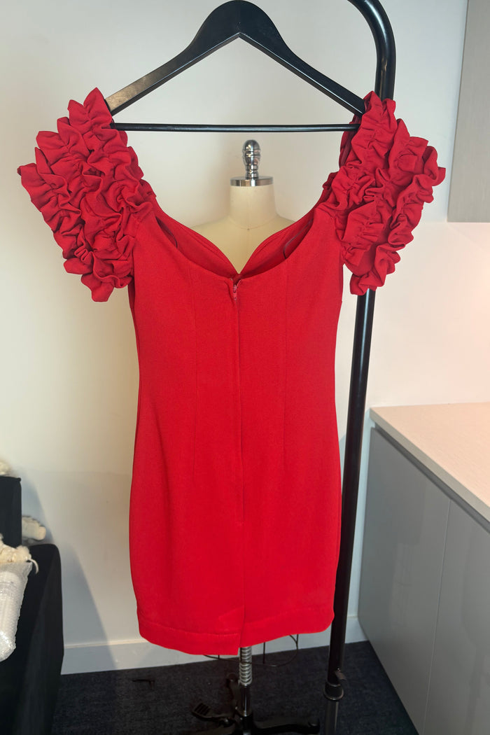 Cue Ruffle Sleeve Structured Mini Dress