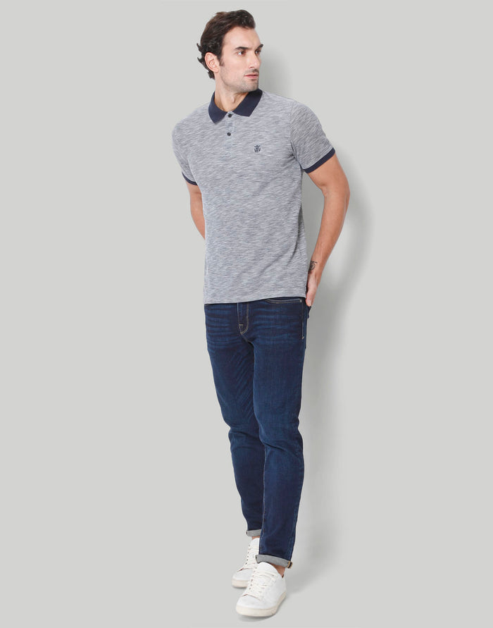 Dark Blue Polo Neck T-Shirt