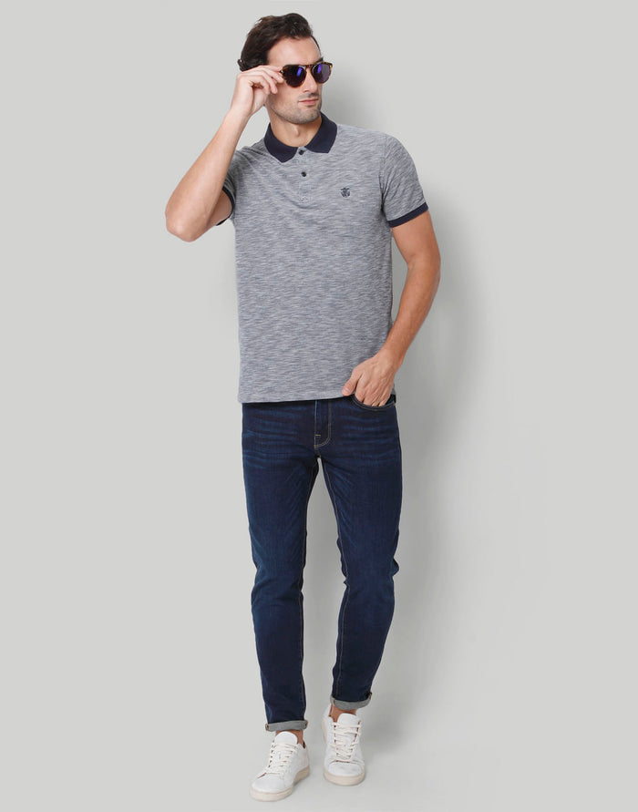 Dark Blue Polo Neck T-Shirt