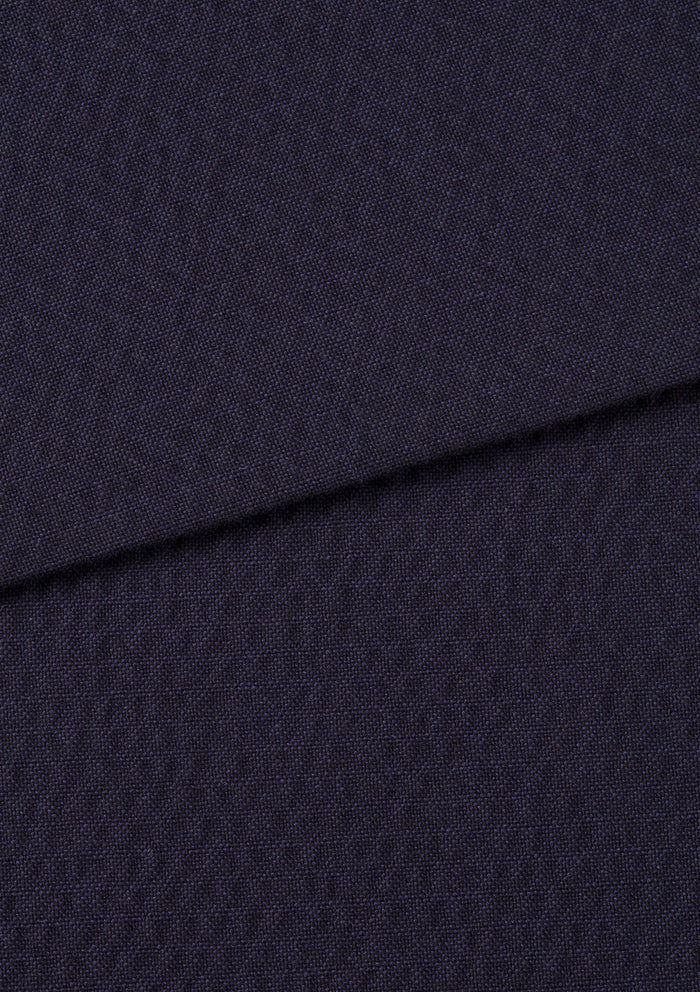 Dark Navy Seersucker Casual Nehru Jacket, Nehru Jacket - SIRPLUS