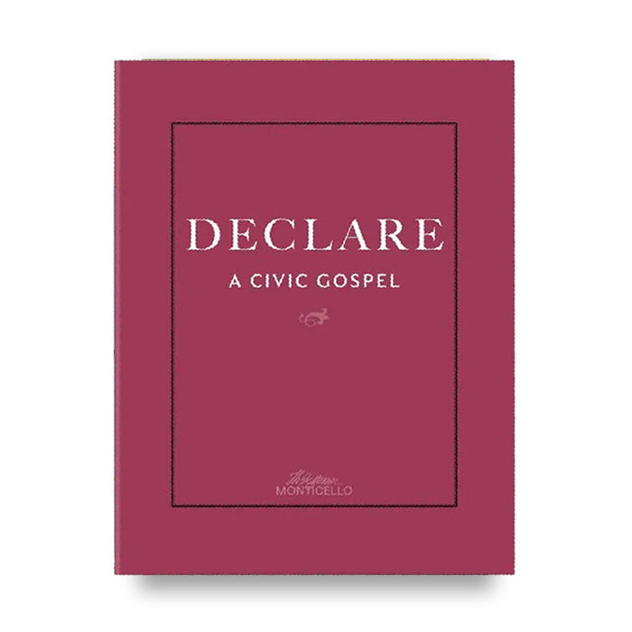 A book cover for 'DECLARE: A CIVIC GOSPEL' by Horizon Montello, featuring a solid dark magenta cover with white text and a thin black rectangular border.
