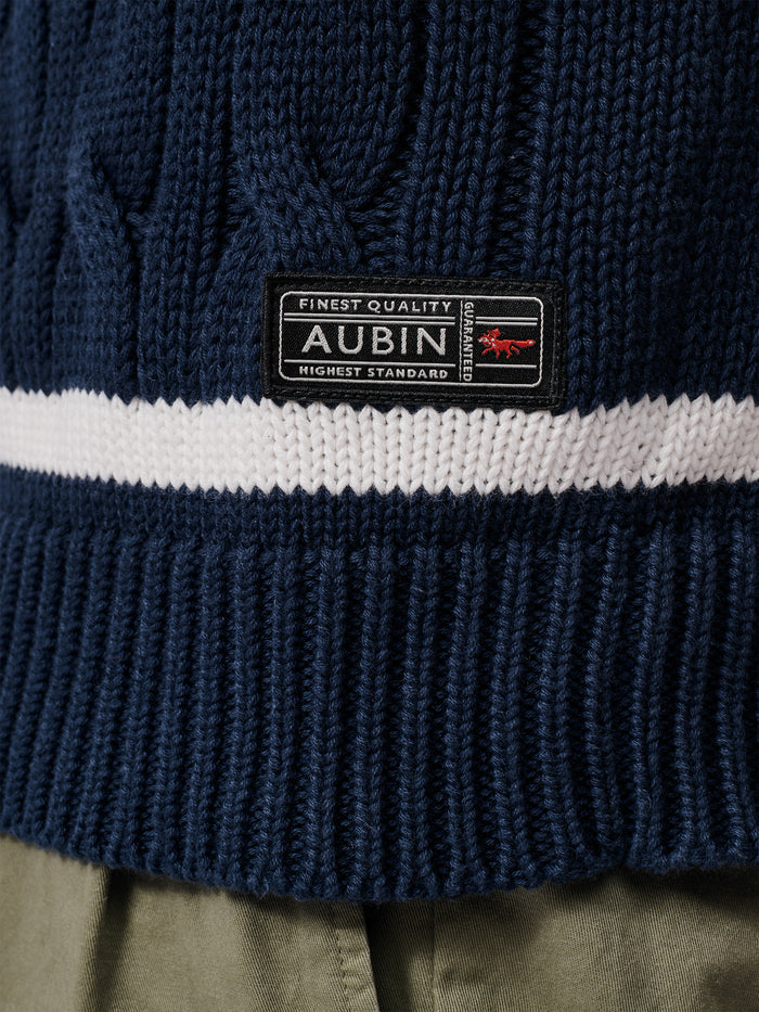 Aubin Navy Denton Cotton Cricket Jumper | V-Neck