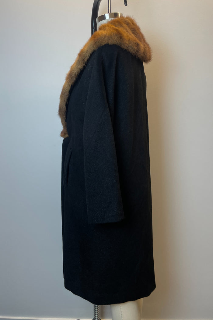 Deréta Black Wool and Mink Coat image 1