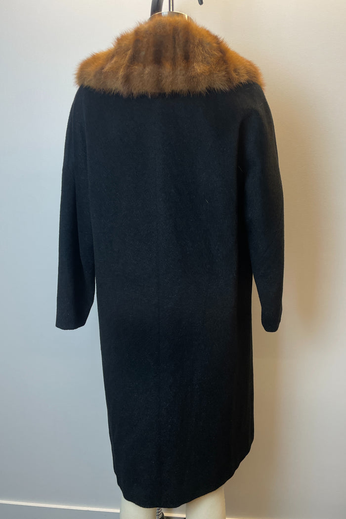 Deréta Black Wool and Mink Coat image 2