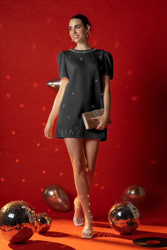Black studded party dress
