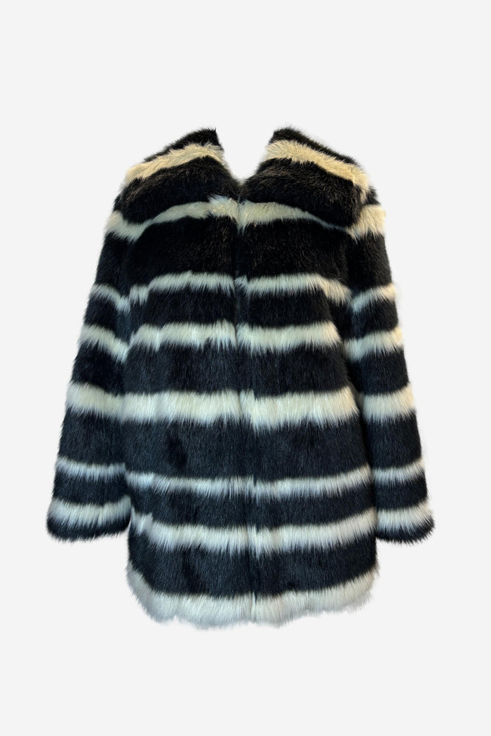 DKNY Black & White Faux Fur Jacket image 0