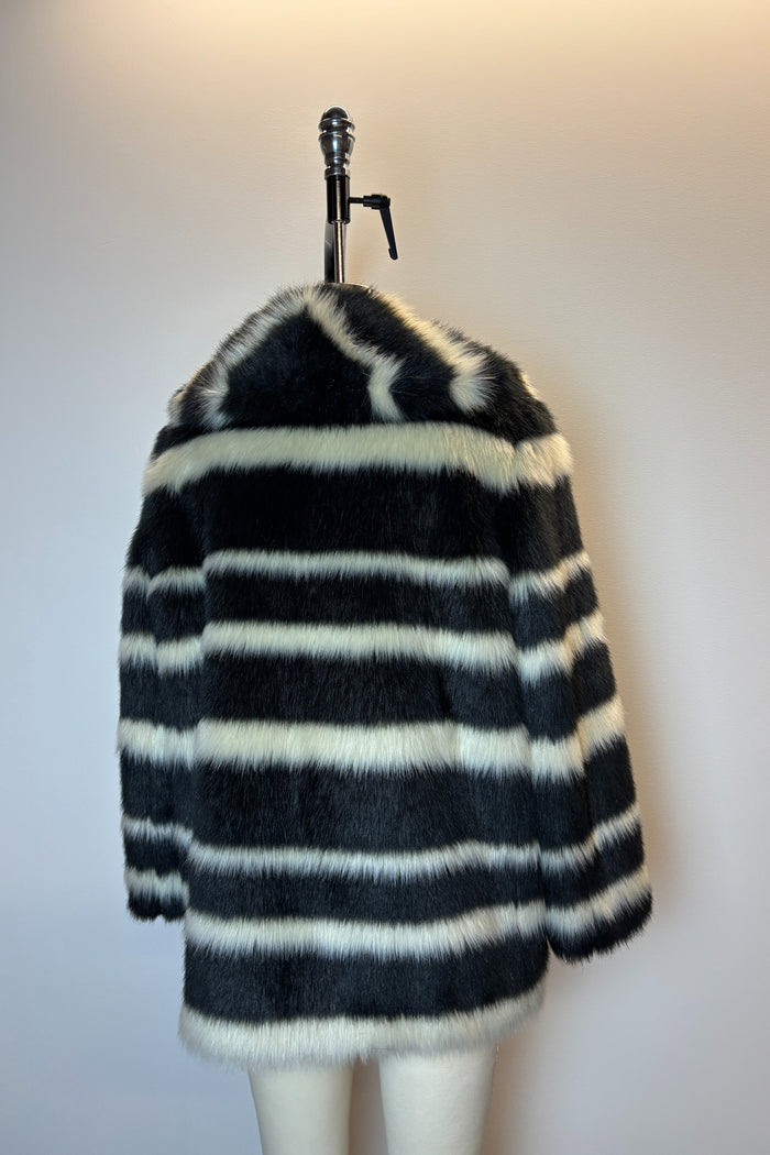 DKNY Black & White Faux Fur Jacket image 1