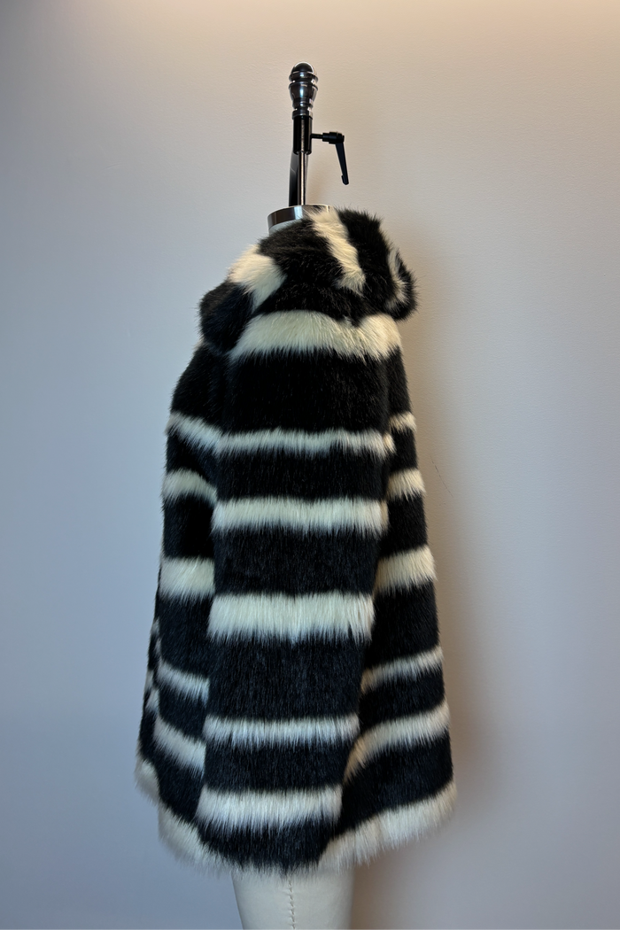 DKNY Black & White Faux Fur Jacket image 2