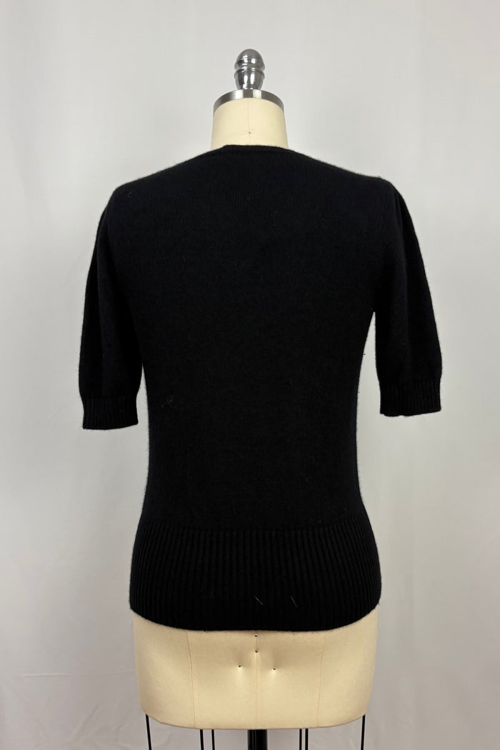 Dolce & Gabbana Black Wool Rose Print Knit