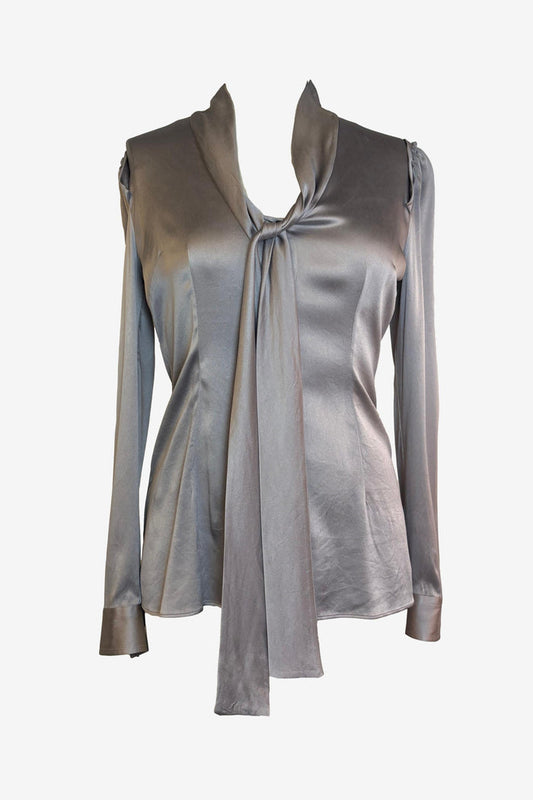 Dolce & Gabbana Silk Silver Long Sleeve Top