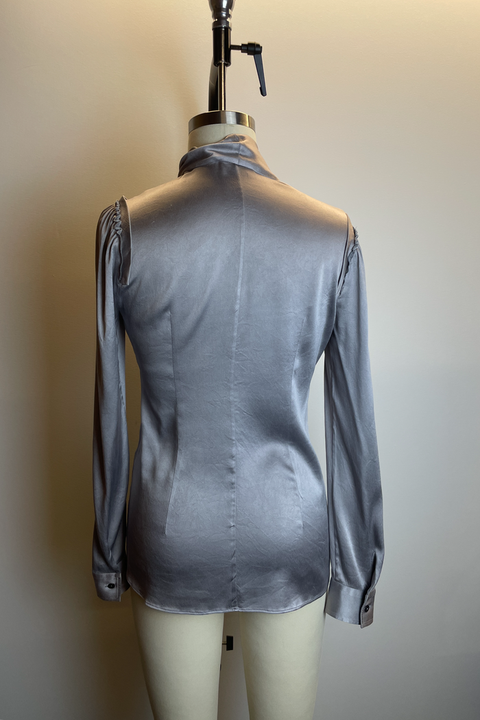 Dolce & Gabbana Silk Silver Long Sleeve Top image 2