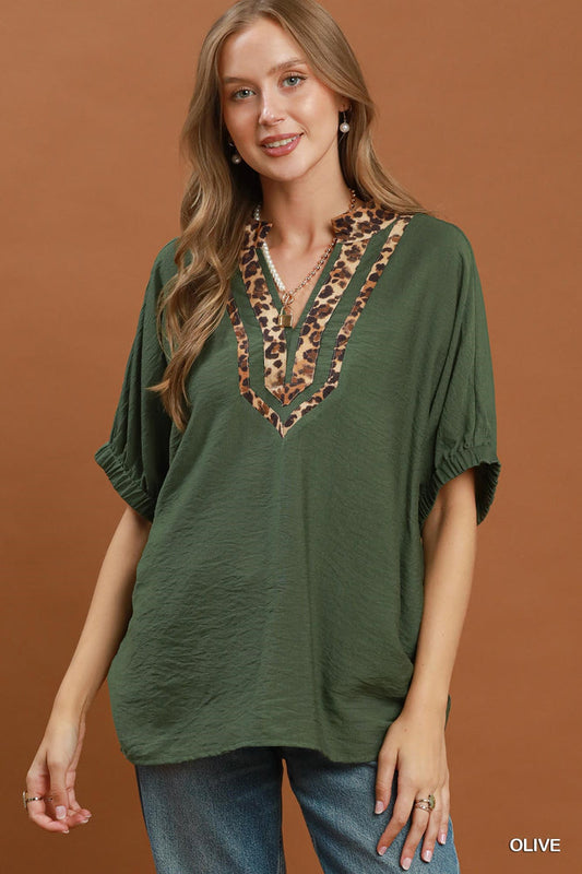 Dolman Sleeve Mandarin Collared Top