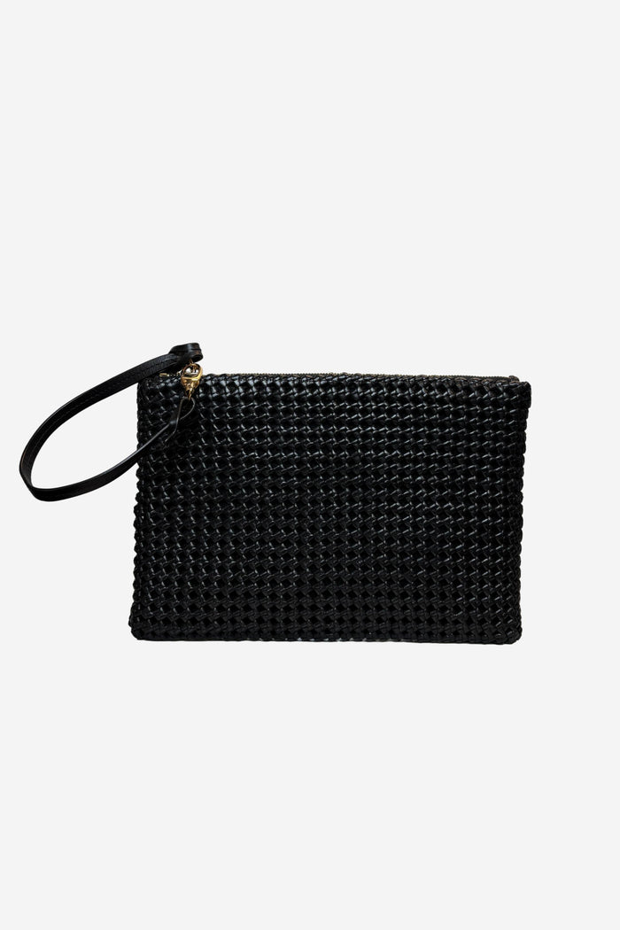 Donna Forbes Pochette Black Leather Weave Clutch image 0