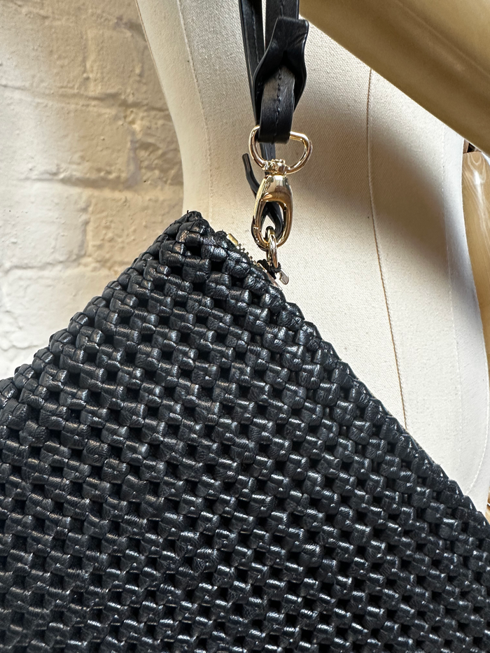 Donna Forbes Pochette Black Leather Weave Clutch image 3