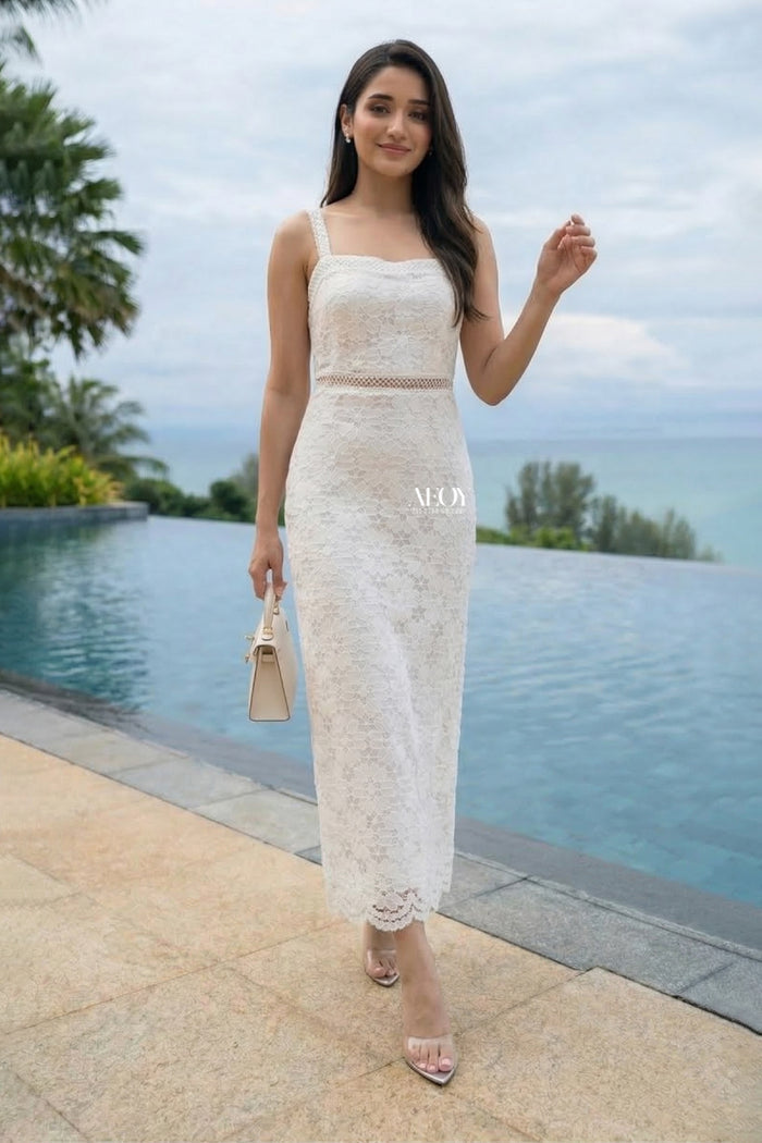 White lace maxi dress