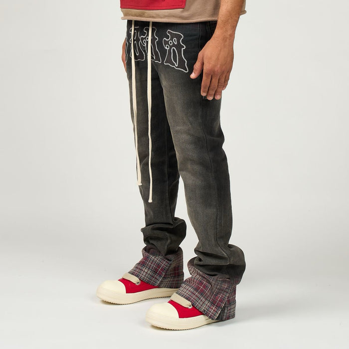 Duaa - Pattern Plaid Denim - Black Wash - Clique Apparel