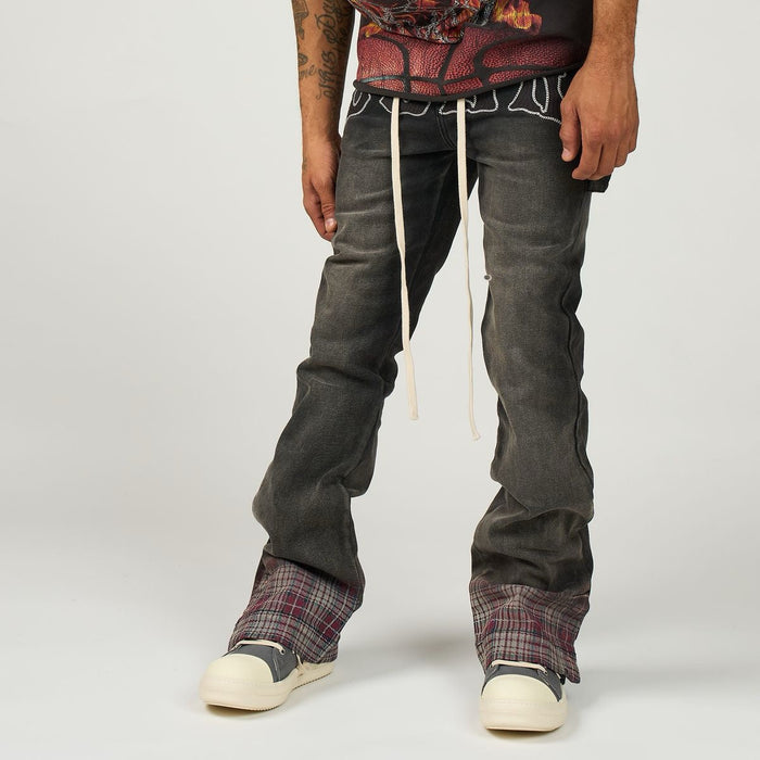 Duaa - Pattern Plaid Denim - Black Wash - Clique Apparel