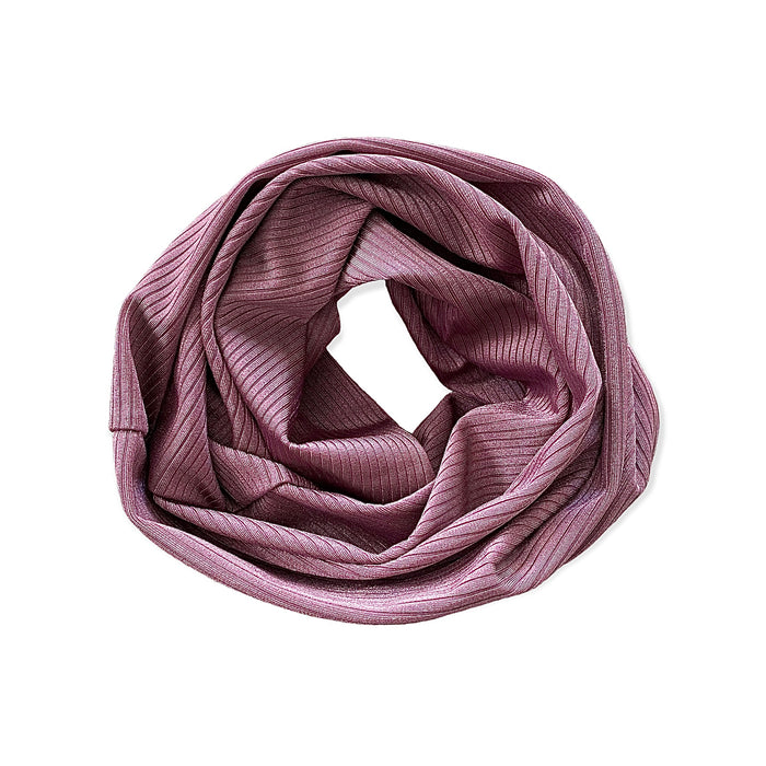 Dusty Orchid Shiny Ribbed Slouchy Beanie and Infinity Scarf