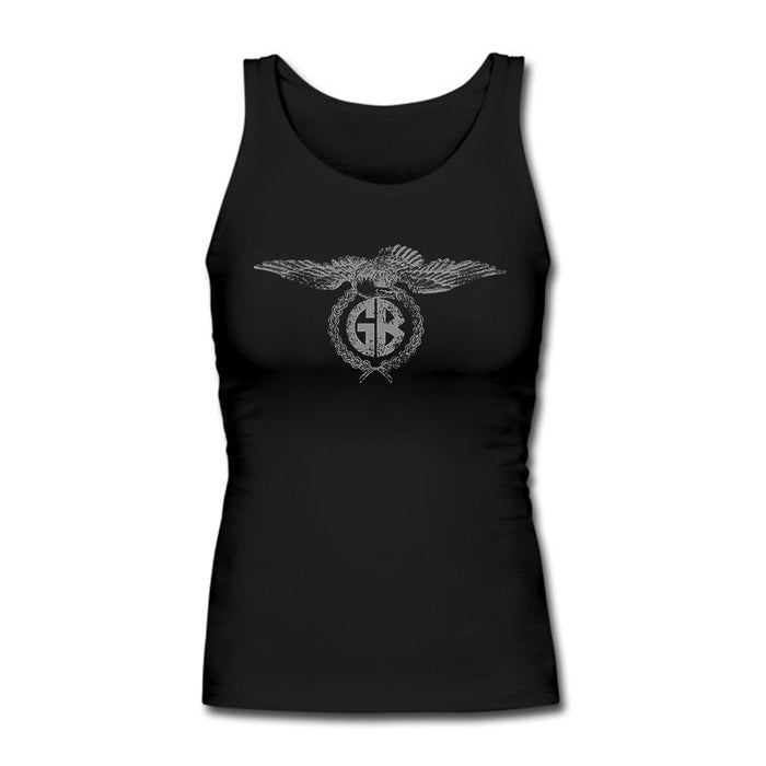 A black tank top featuring the Gorilla Biscuits logo.