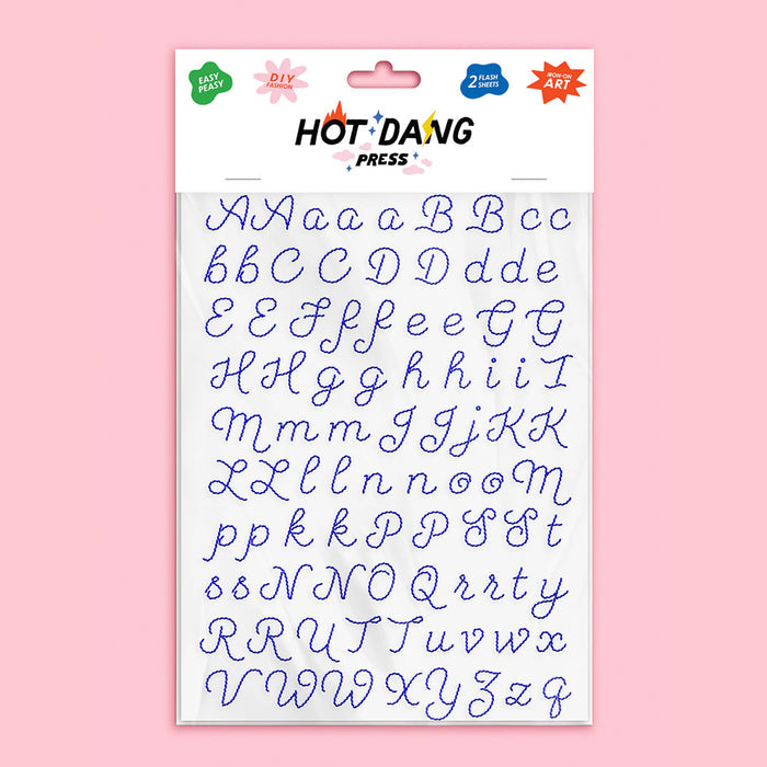 Embroidery Alphabet Blue Iron-On Set