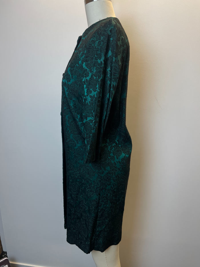 Emerald Green and Black Floral Coat image 1