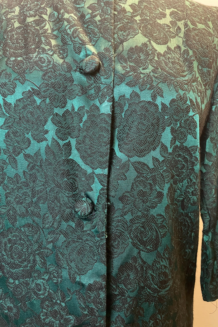 Emerald Green and Black Floral Coat image 2