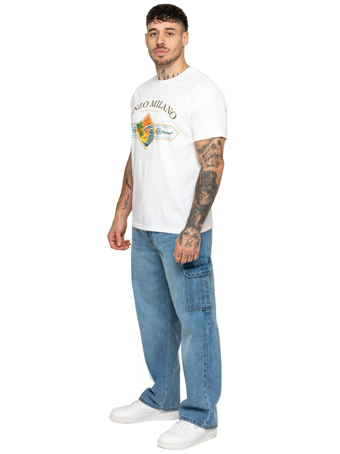 Enzo Milano | Mens Wide Leg Cargo Jeans