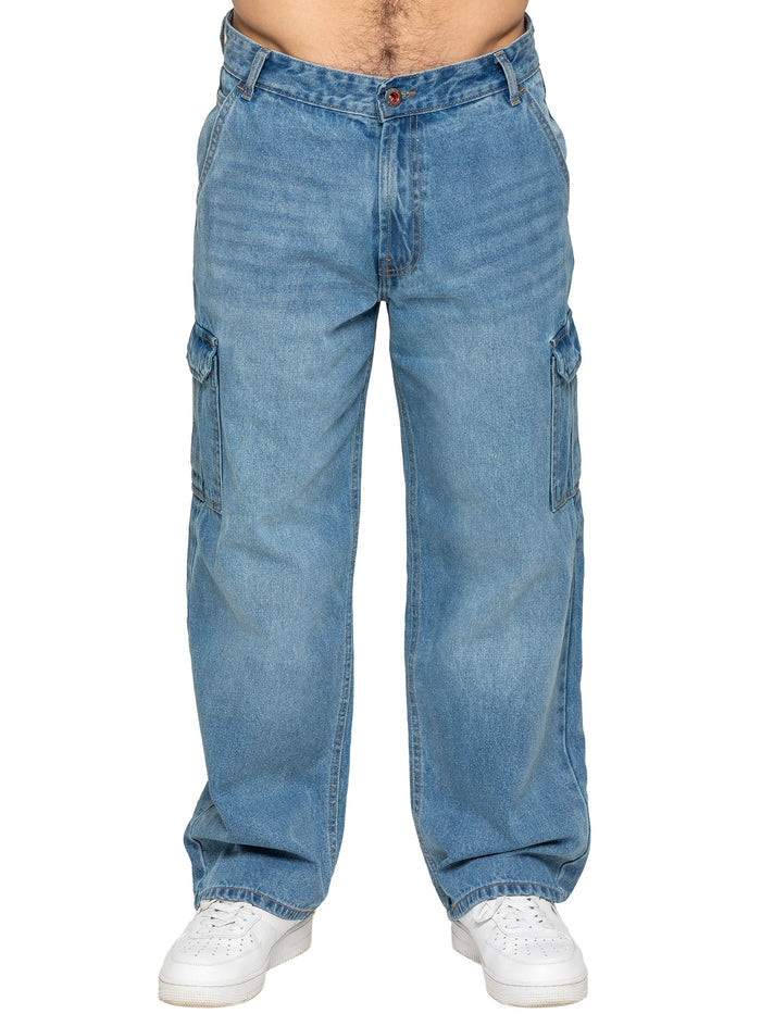 Enzo Milano | Mens Wide Leg Cargo Jeans
