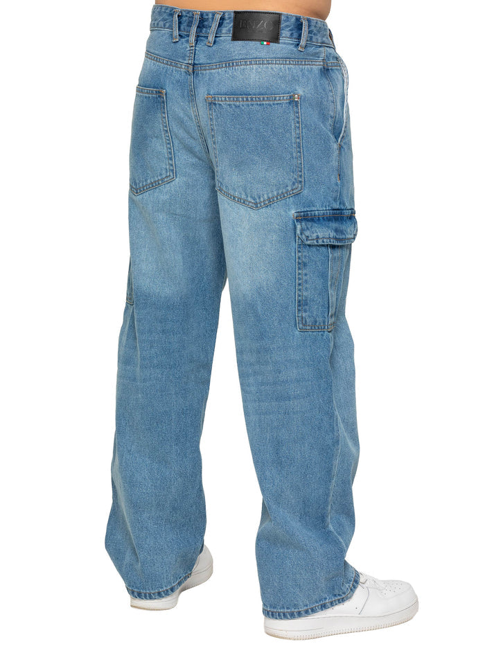 Enzo Milano | Mens Wide Leg Cargo Jeans