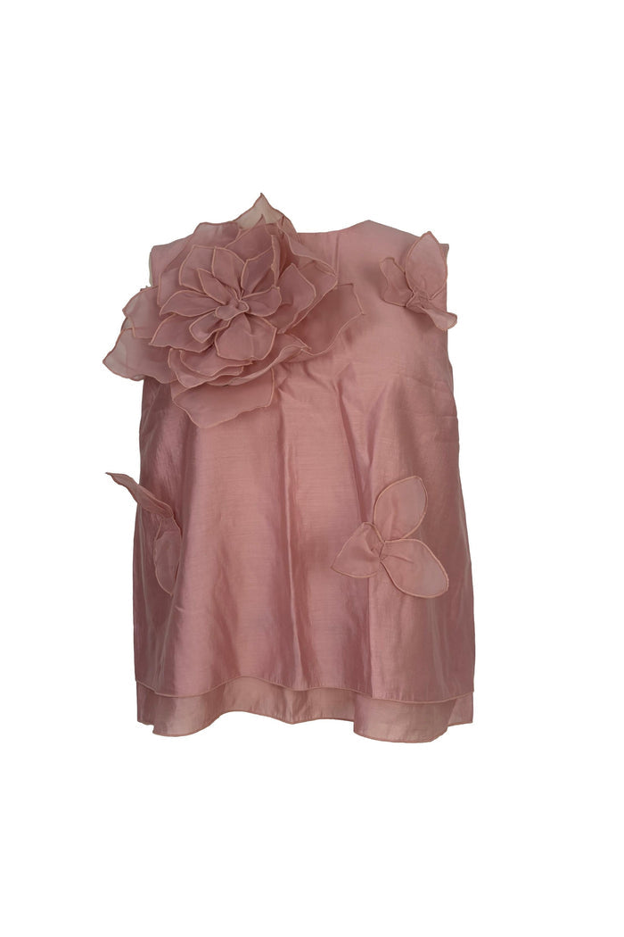 Ethereal Pink Petal Overlay Top