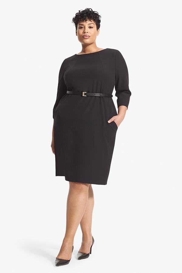 front image of a woman wearing the etsuko dress in black | Grid | Exclude