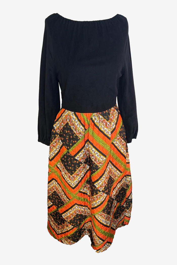 Evelyn Pearson Boho Patchwork Midi Dress