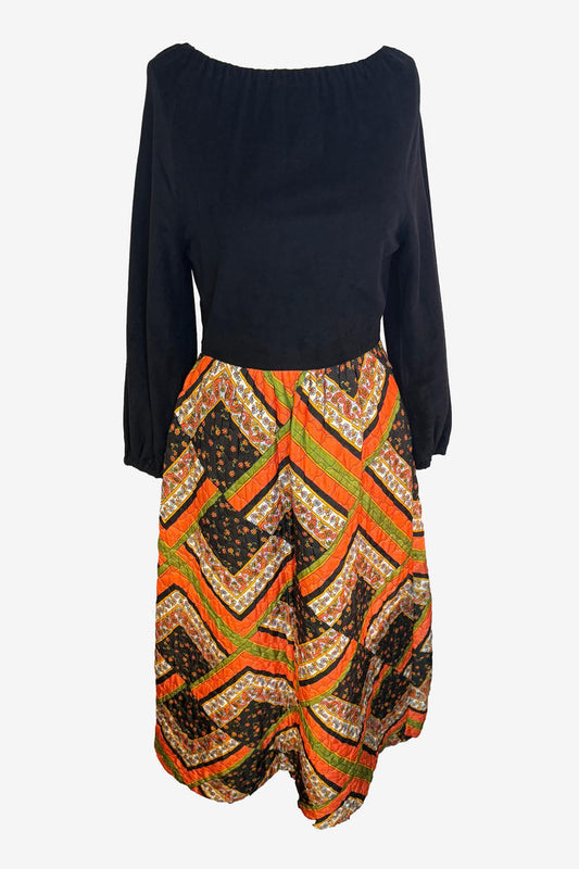 Evelyn Pearson Boho Patchwork Midi Dress