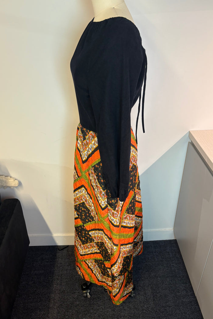 Evelyn Pearson Boho Patchwork Midi Dress