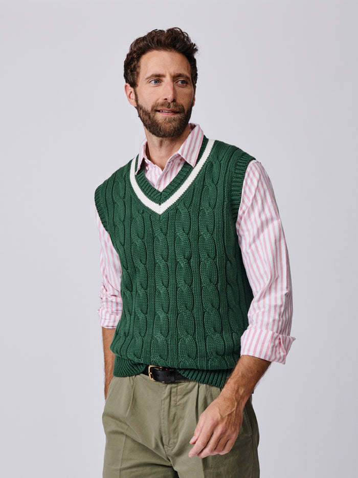 Aubin Green Everby Cotton Cricket Slipover | V-Neck