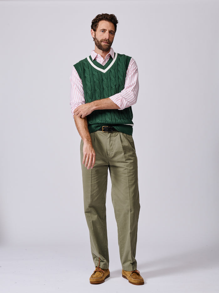Aubin Green Everby Cotton Cricket Slipover | V-Neck