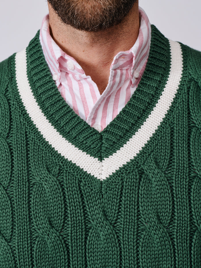 Aubin Green Everby Cotton Cricket Slipover | V-Neck